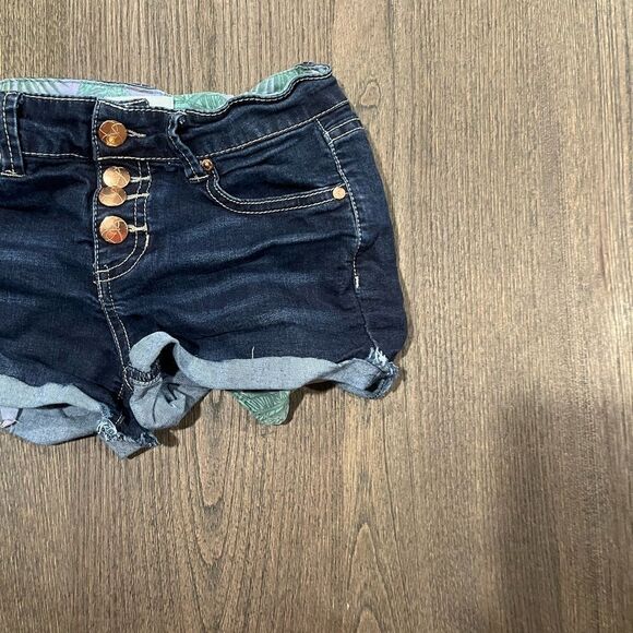 Jessica Simpson Girls Denim Shorts Dark Wash Roll Hem Distressed - Size 12 - Picture 2 of 8